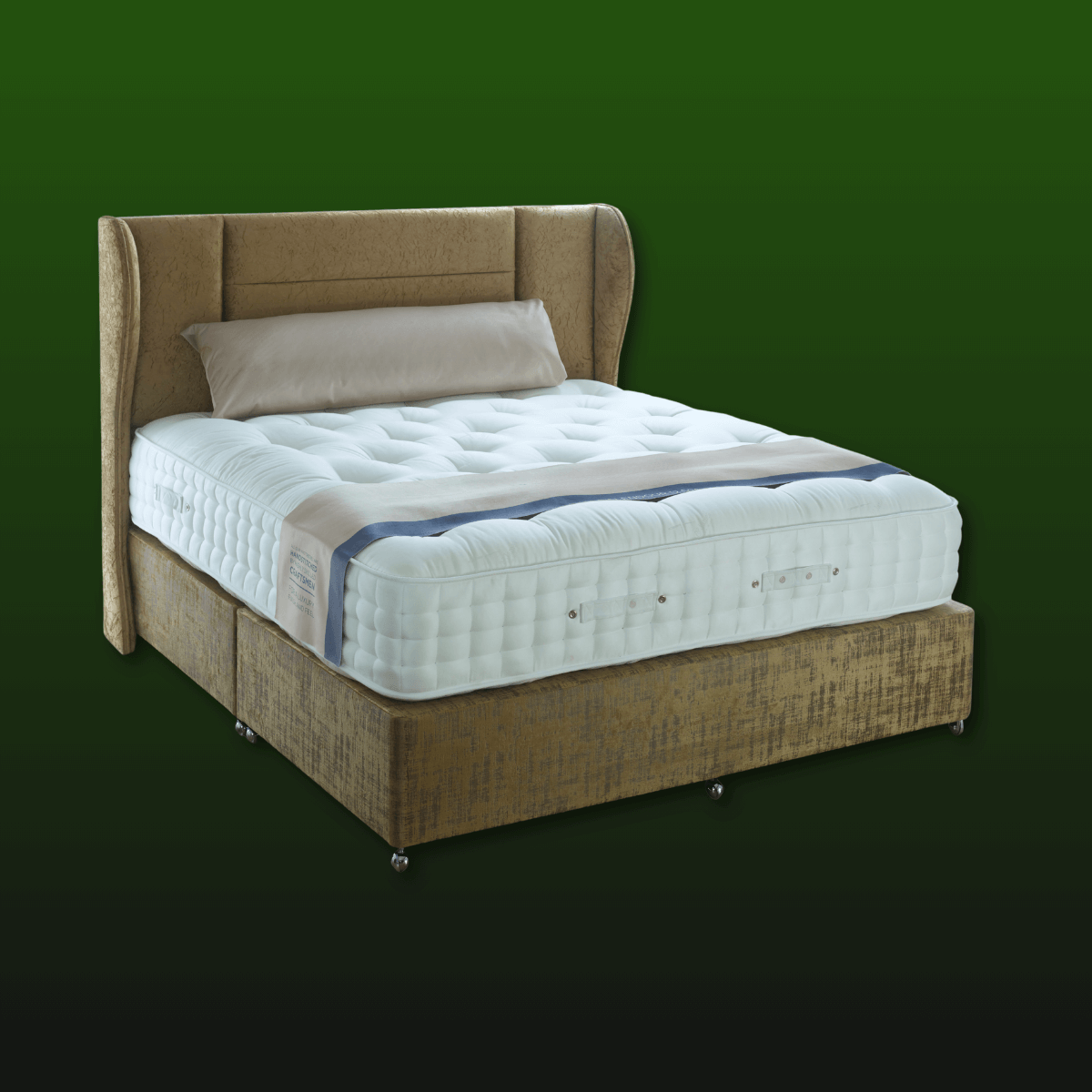 Luxurious English Royal Mattress with natural organic materials, handcrafted by British masters, featuring traditional design.